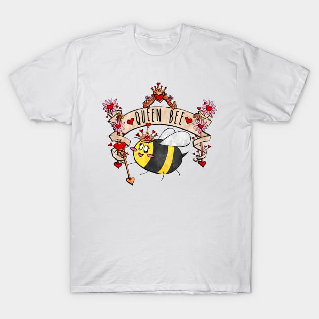 Queen Bee of Hearts T-Shirt by bumblefuzzies